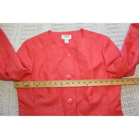 Talbots Coral Italian Fabric Women's Blazer Size 14P Button Professional Career - Picture 2 of 8